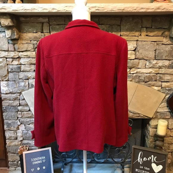 NWOT Talbots Red Pea Coat Size 16 - Picture 6 of 8
